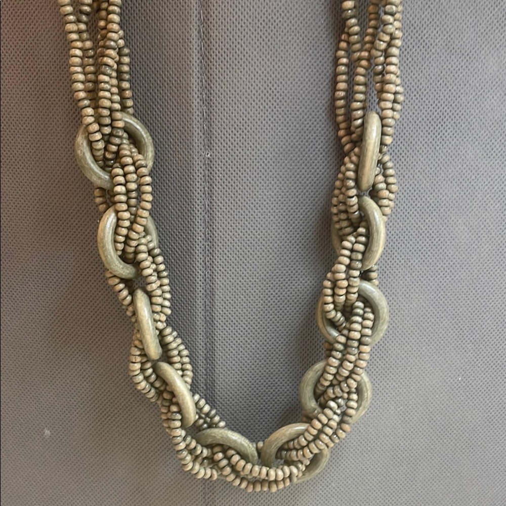 Casual Sage Wood  Beaded Necklace